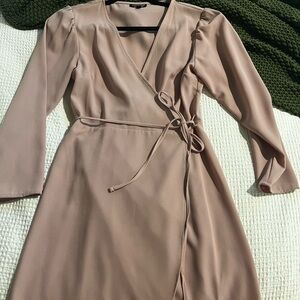 Topshop light pink Long Sleeve Wrap Dress
